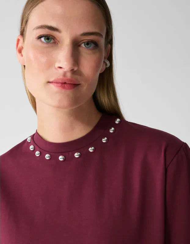 Shoeby Studded T-shirt Donkerrood
