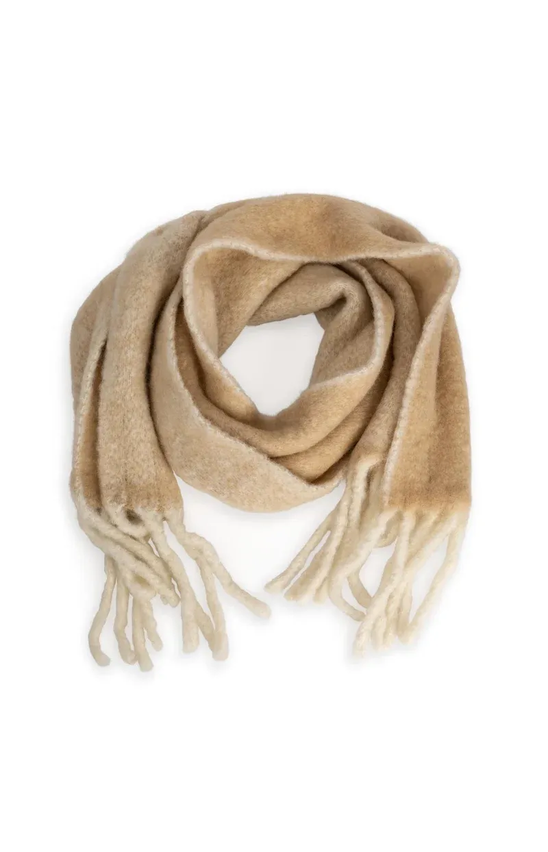 YaYa geweven sjaal met franjes beige
