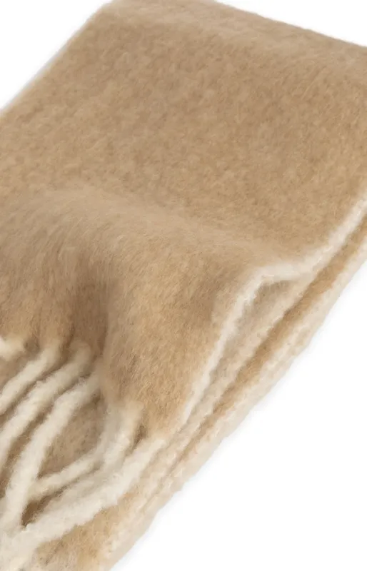 YaYa geweven sjaal met franjes beige