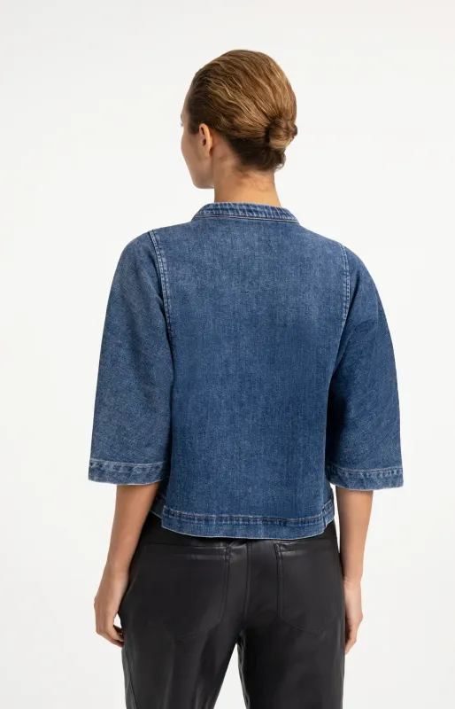Yaya Denim blouse met korte mouwen