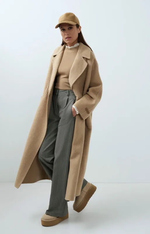 Yaya Extra lange jas van wolmix met oversized pasvorm