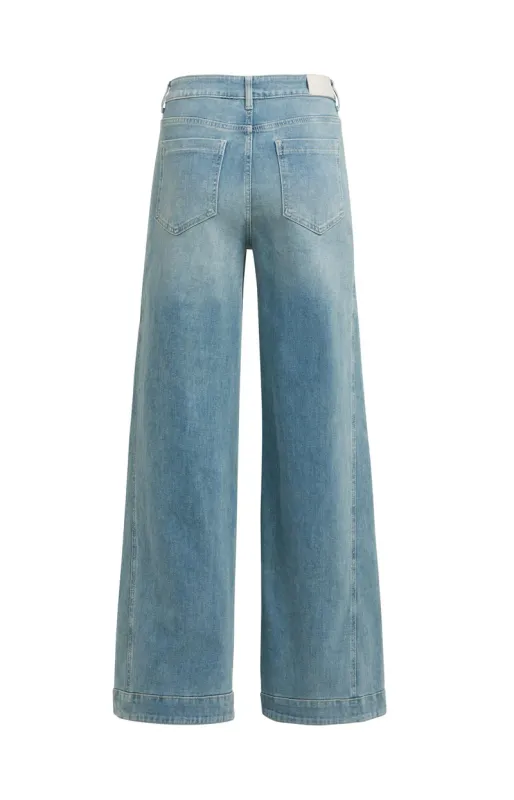 YaYa Denim jeans met wijde pijpen en naaddetails