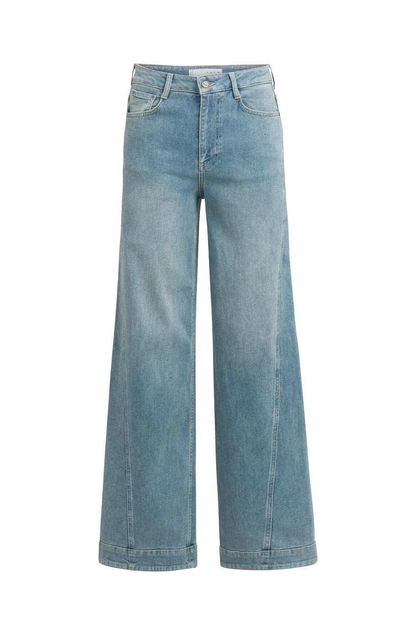 YaYa Denim jeans met wijde pijpen en naaddetails