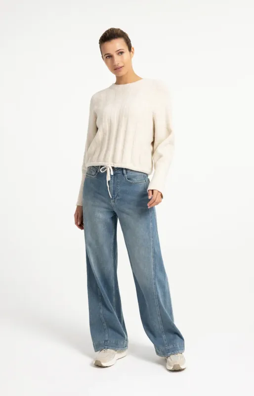 YAYA Denim jeans met wijde pijpen en naaddetails - L32