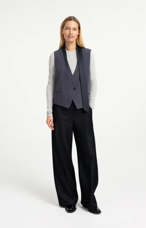 Yaya Geweven broek met ceintuur en subtiele glans