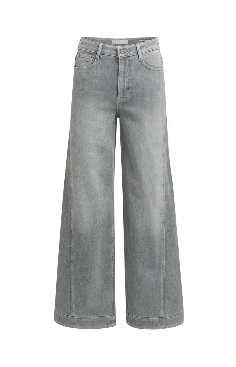 YaYa Denim jeans met wijde pijpen en naaddetails Grijs
