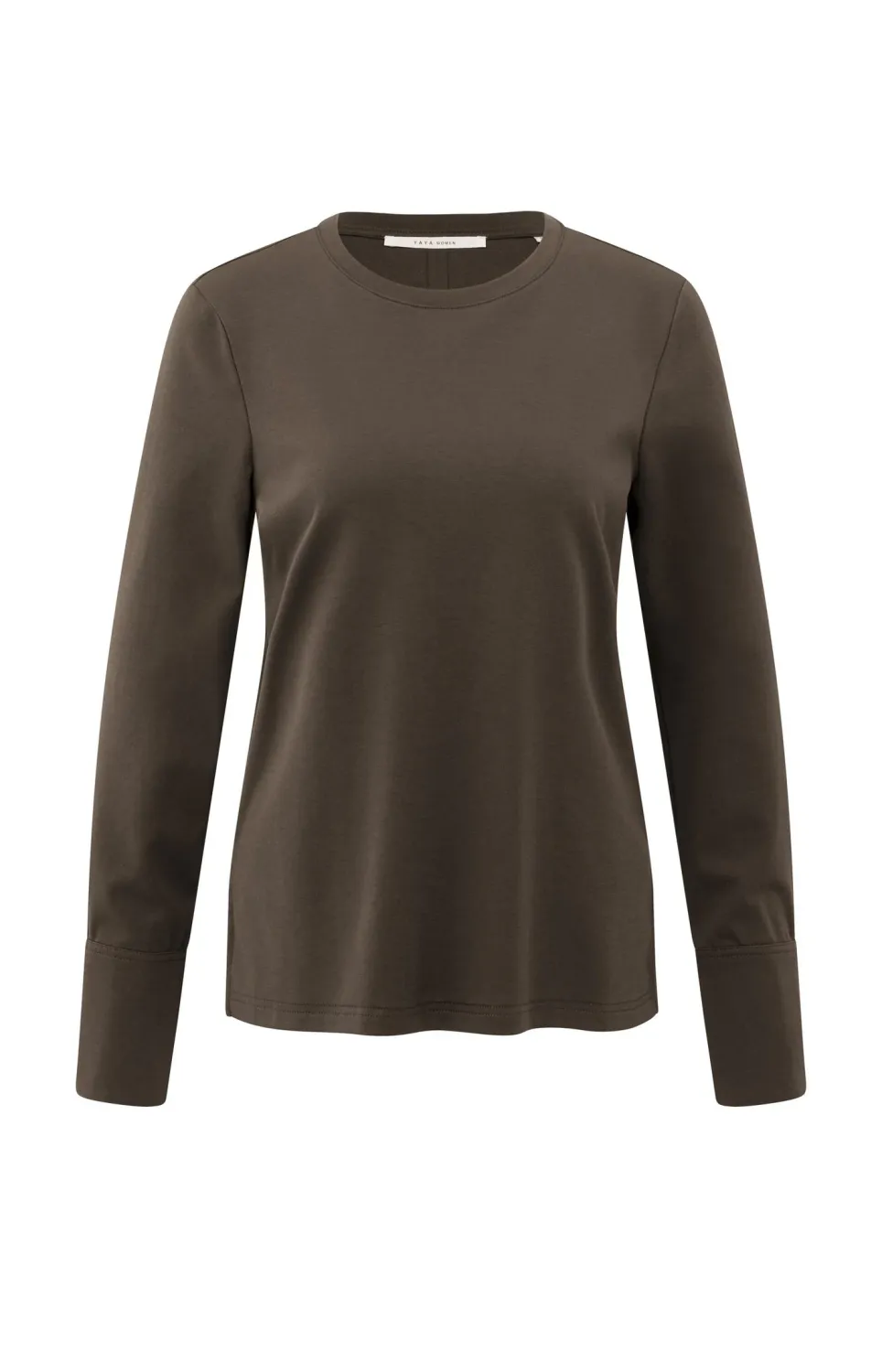 Yaya Jersey top met geweven manchetten en rugdetail