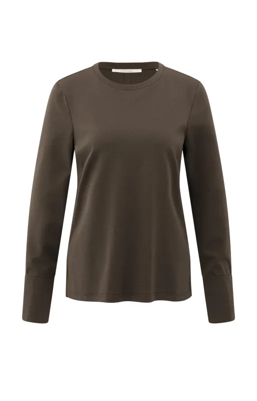 YAYA Jersey top met geweven manchetten en rugdetail