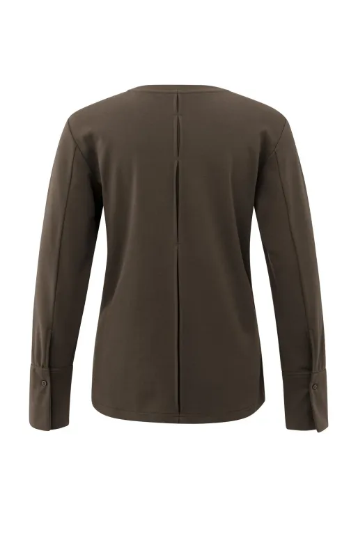 YAYA Jersey top met geweven manchetten en rugdetail