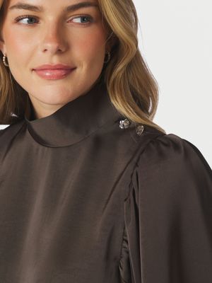 Neo Noir Parisa Heavy Sateen Blouse Bruin