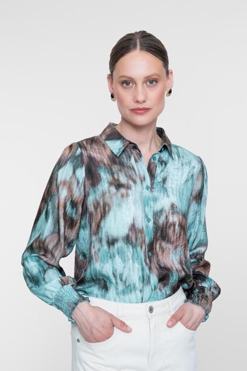 Geisha blouse Bruin/Blauw