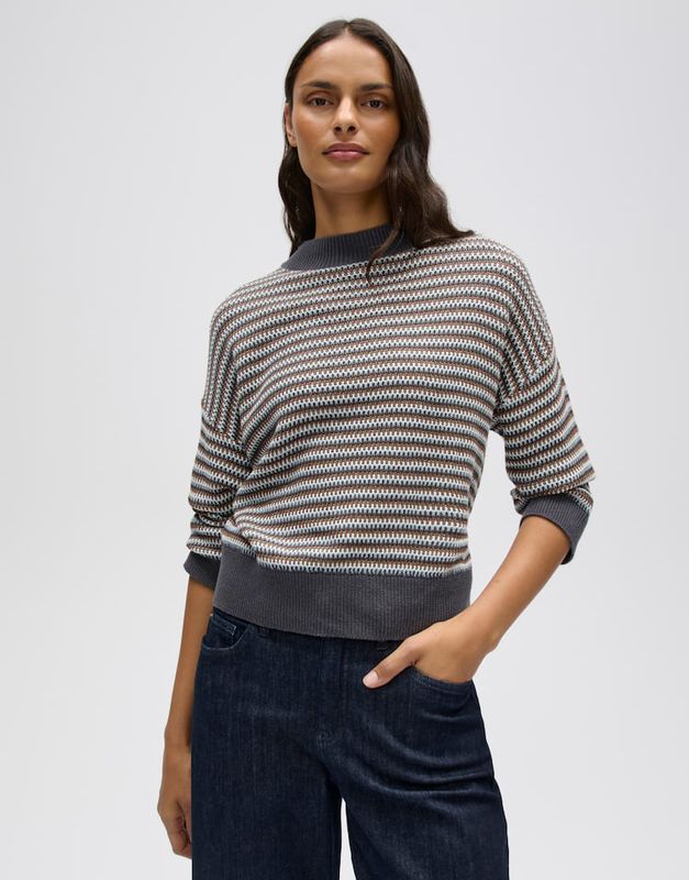 Opus Multicolor trui in BCI katoenmix Regular Fit