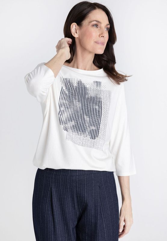 Frank Walder Shirt met Blauwe print Wit