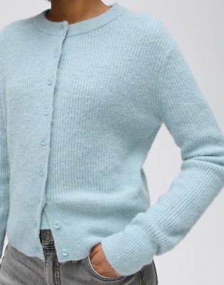 Opus Vest in zachte alpacamix slim fit Blauw