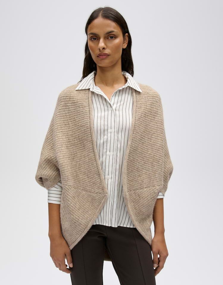 Opus Gebreide cape met een zachte ribbelstructuur