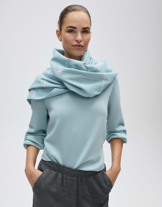 Opus Sjaal met een subtiel ruitjespatroon Blauw