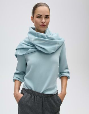 Opus Sjaal met een subtiel ruitjespatroon Blauw