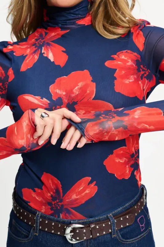 Pom Amsterdam turtleneck met bloemenprint multi colour