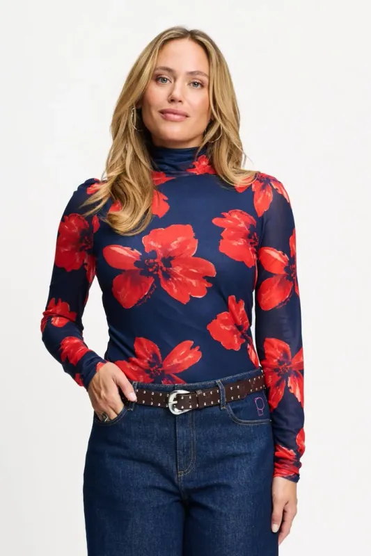 Pom Amsterdam turtleneck met bloemenprint multi colour