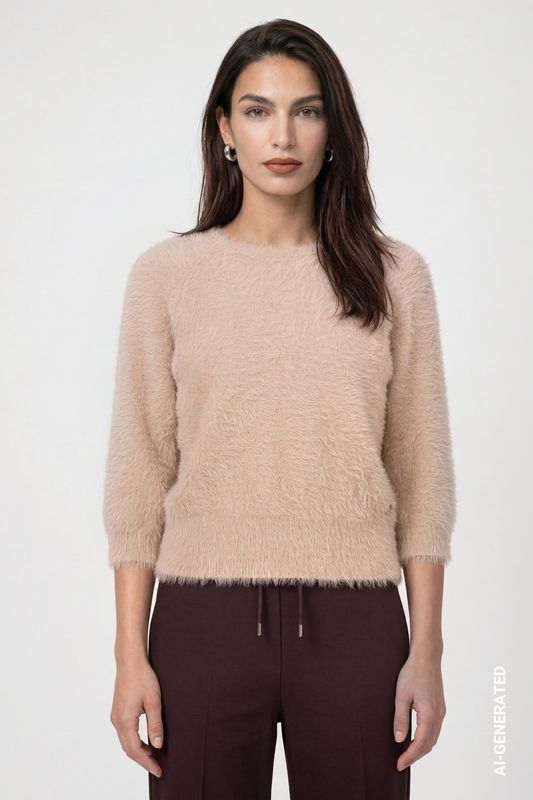 Monari pluizige Trui Beige
