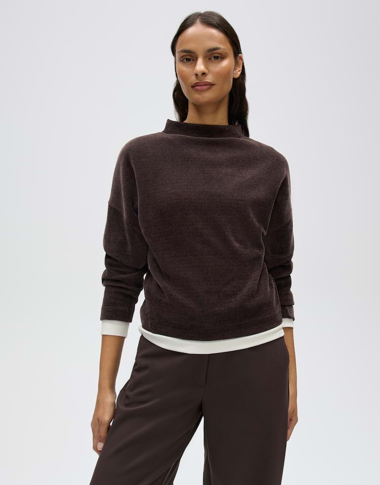 Opus Gestructureerd sweatshirt met een fluweelachtige corduroy-look