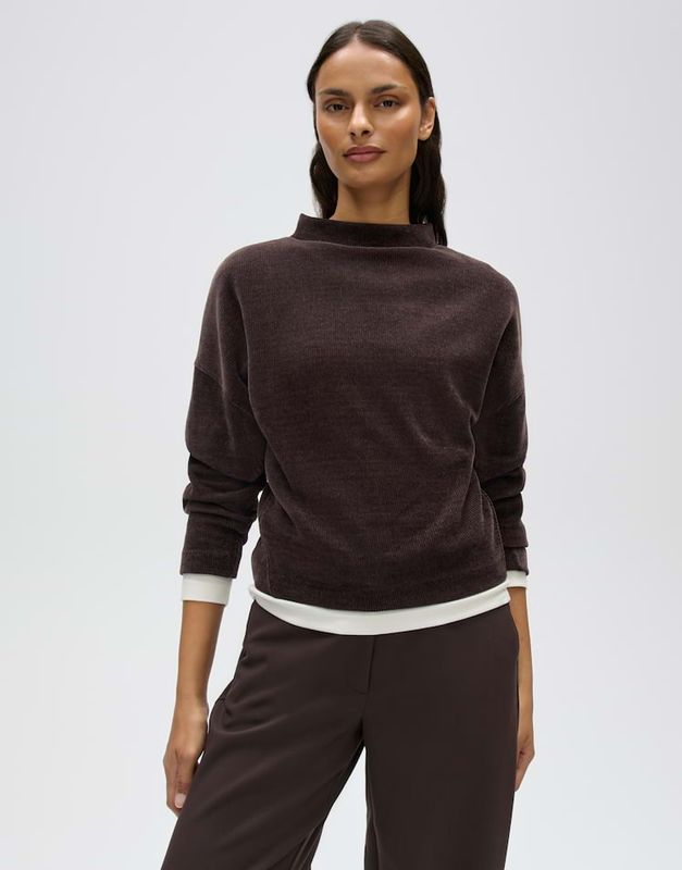 Opus Gestructureerd sweatshirt met een fluweelachtige corduroy-look