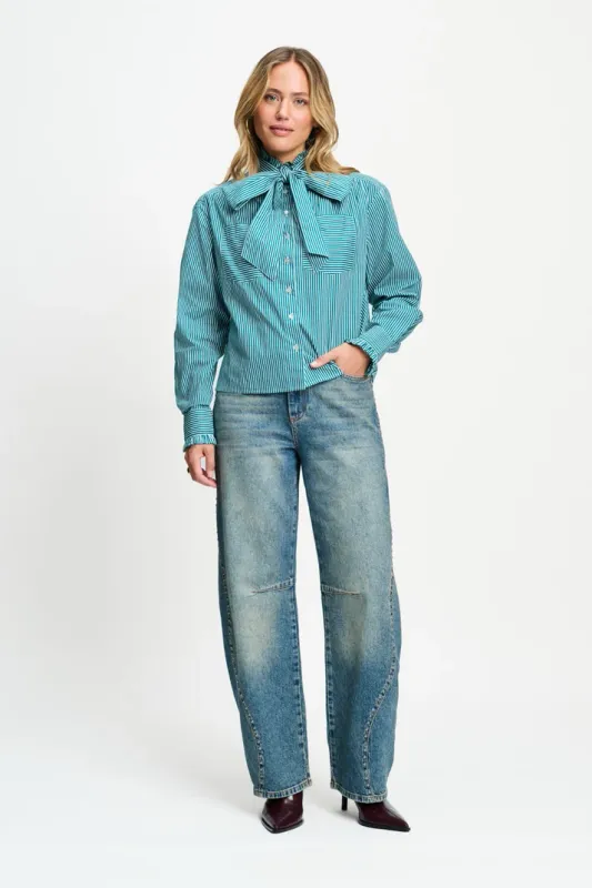 Pom Amsterdam gestreepte blouse Groen