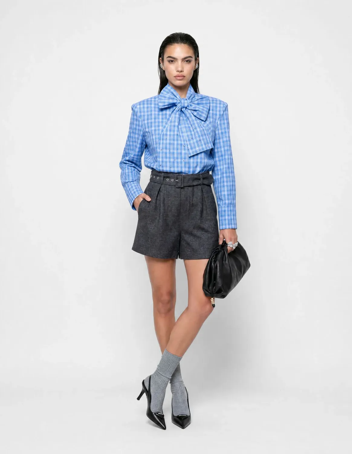 Shoeby Oversized Ruiten Bow Blouse Blauw