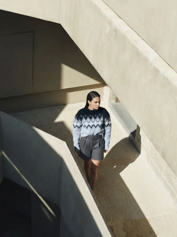 Shoeby ZigZag Gebreide Trui Lichtgrijs Grijs