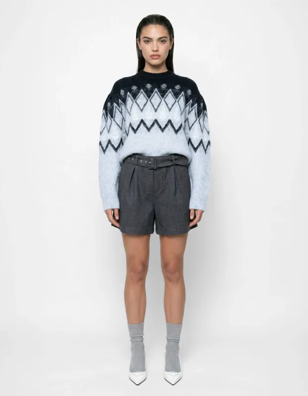 Shoeby ZigZag Gebreide Trui Lichtgrijs Grijs