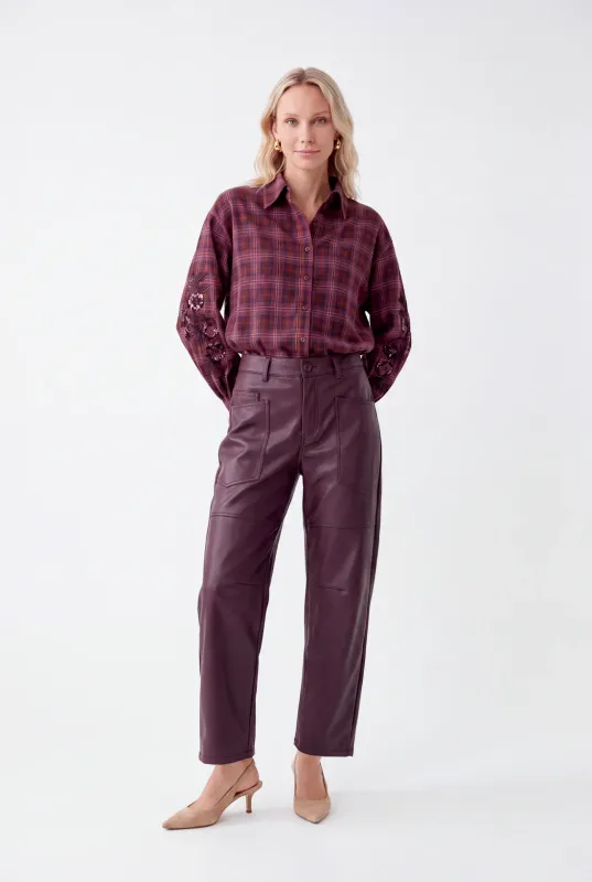 Florez Mandy Leren Trouser Rood