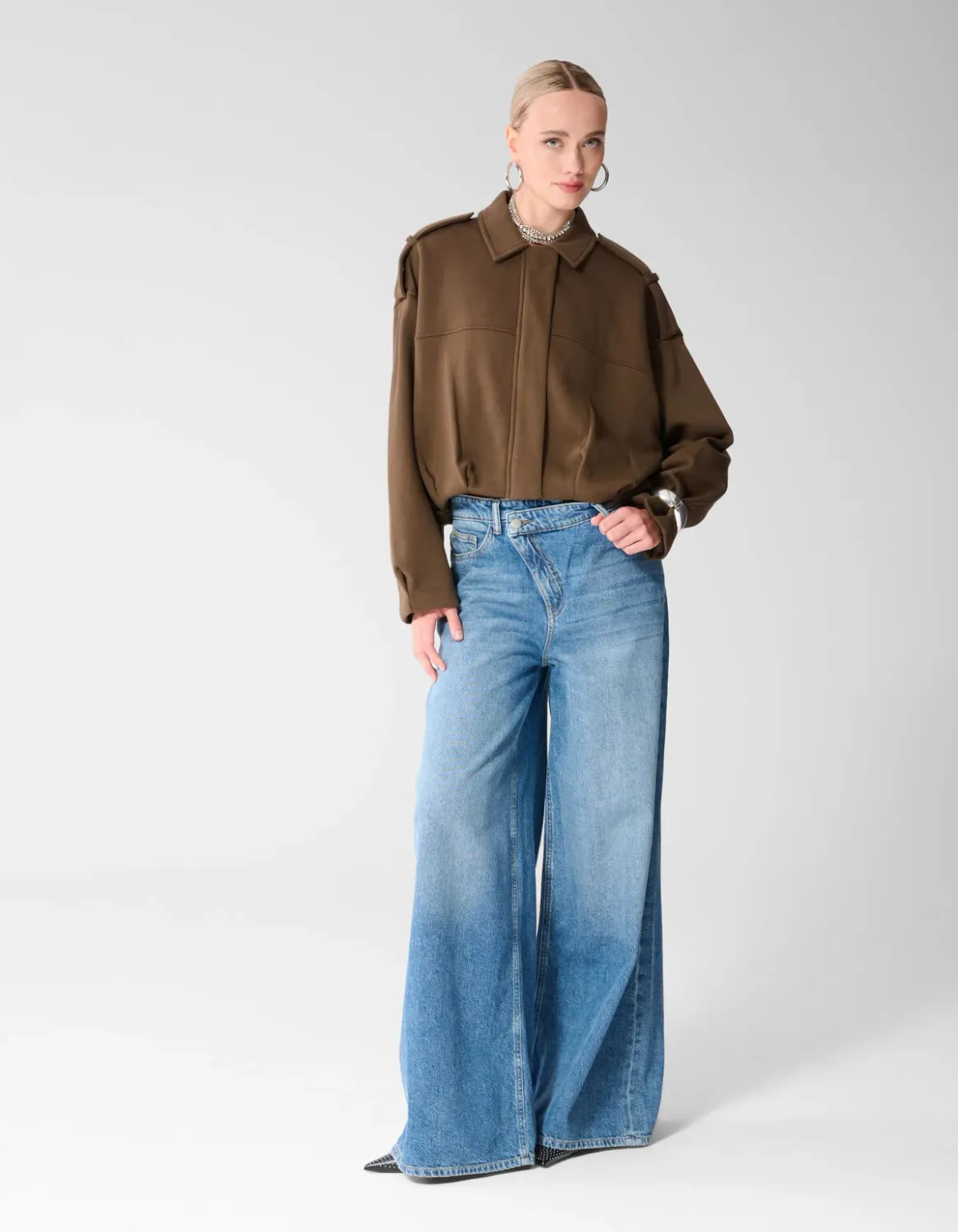 Shoeby Oversized Sweat Jack Khaki Bruin