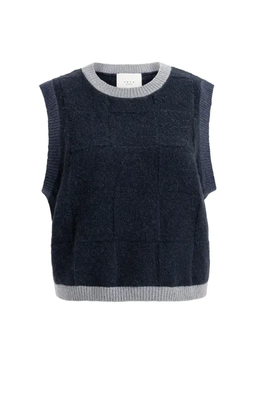 YAYA gebreide spencer Blauw/Grijs