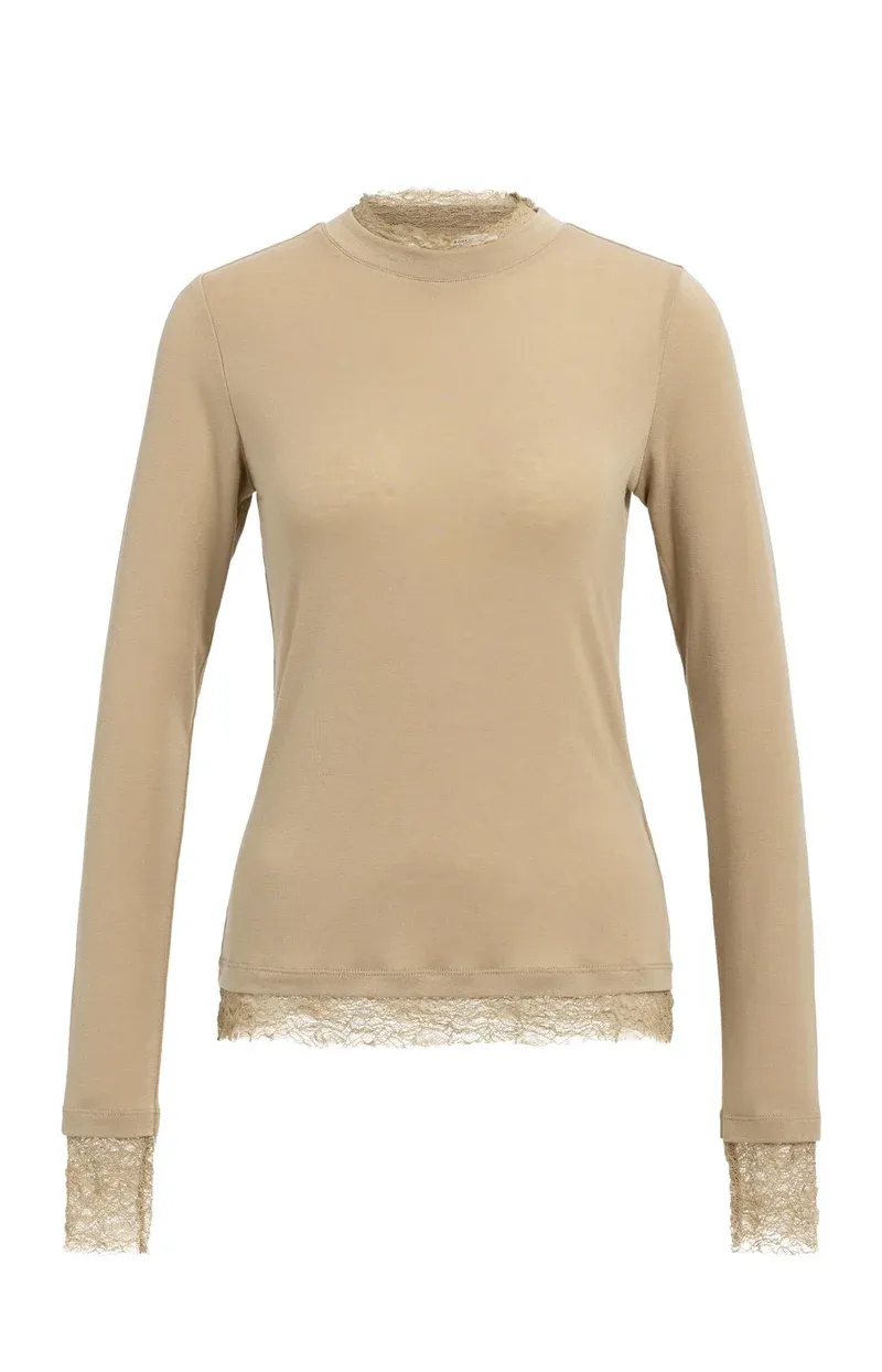 YaYa top met kanten details bruin