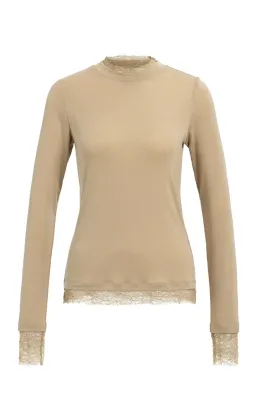 YAYA top met kanten details bruin