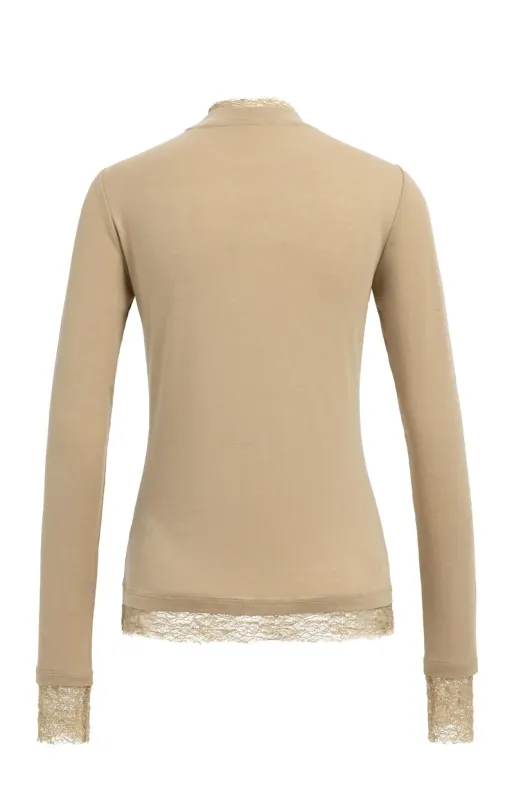 YAYA top met kanten details bruin