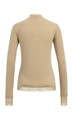 YAYA top met kanten details bruin