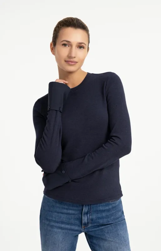 YAYA top met afneembare manchetten Blauw/Grijs