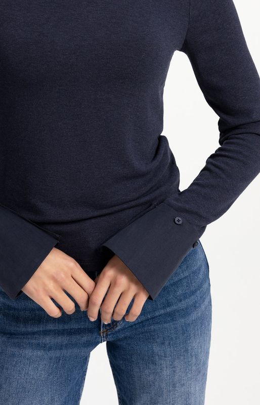 YAYA top met afneembare manchetten Blauw/Grijs