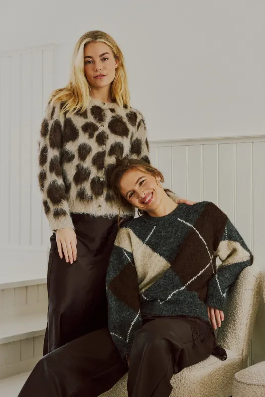 Freequent vast met luipaardprint Beige/Bruin