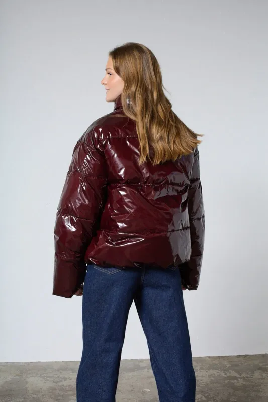Sisters Point Pufferjas Glanzende Finish Bordeaux Roos