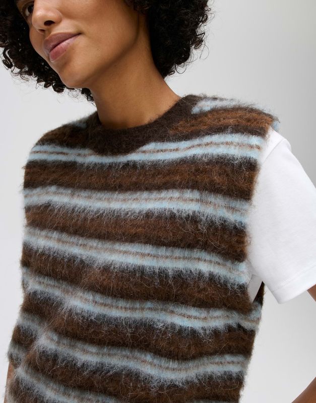 Opus Plema gestreept vest Bruin/Blauw