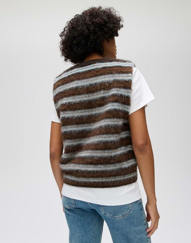 Opus Plema gestreept vest Bruin/Blauw