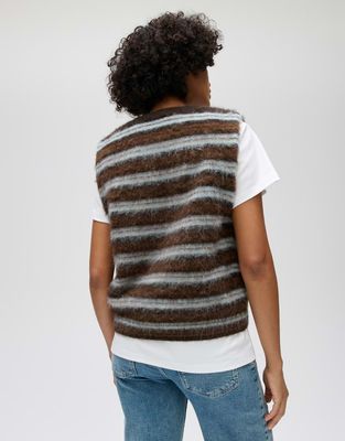 Opus Plema gestreept vest Bruin/Blauw