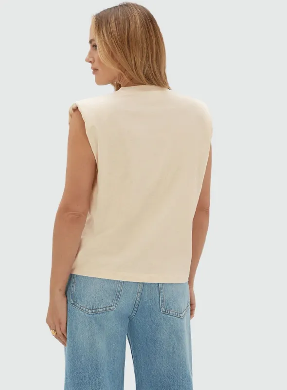 Josh V  T-Shirt met schoudervulling Beige
