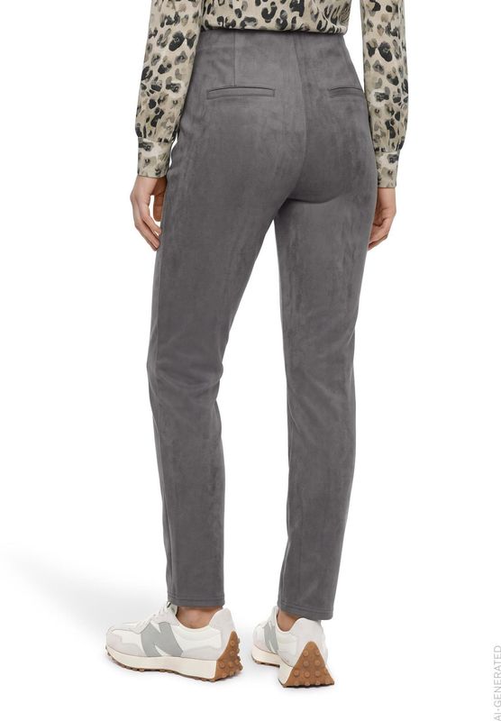 Betty Barclay kunstleren broek in veloursstijl Grijs