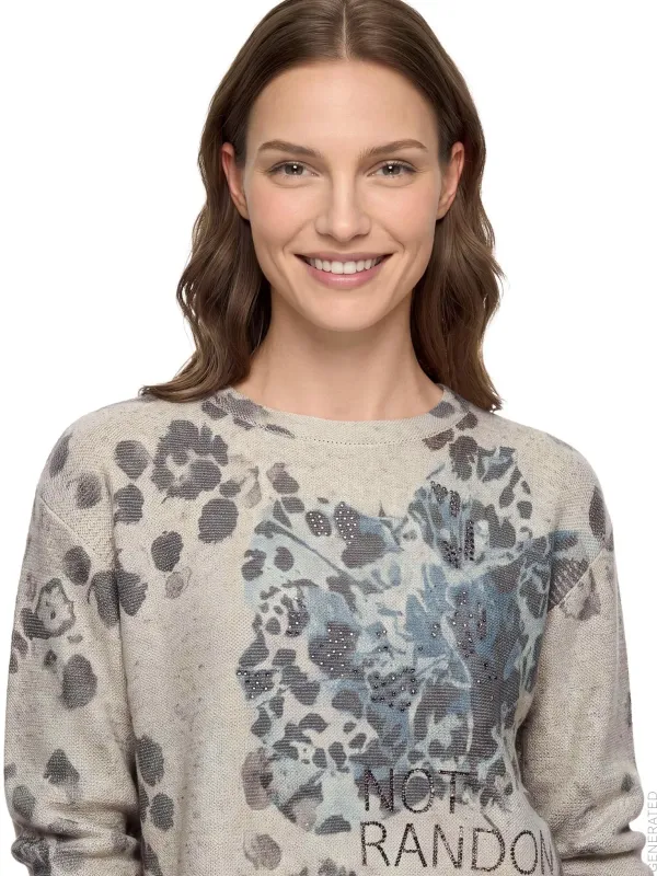 Betty Barclay Gebreide trui met lurexdraad Beige/Blauw