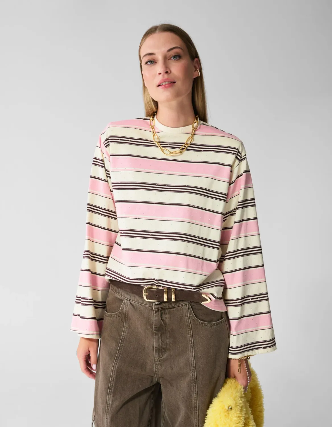 Shoeby Strass Longsleeve Shirt Roze