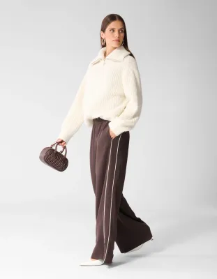 Shoeby sporty wide leg donkerbruin
