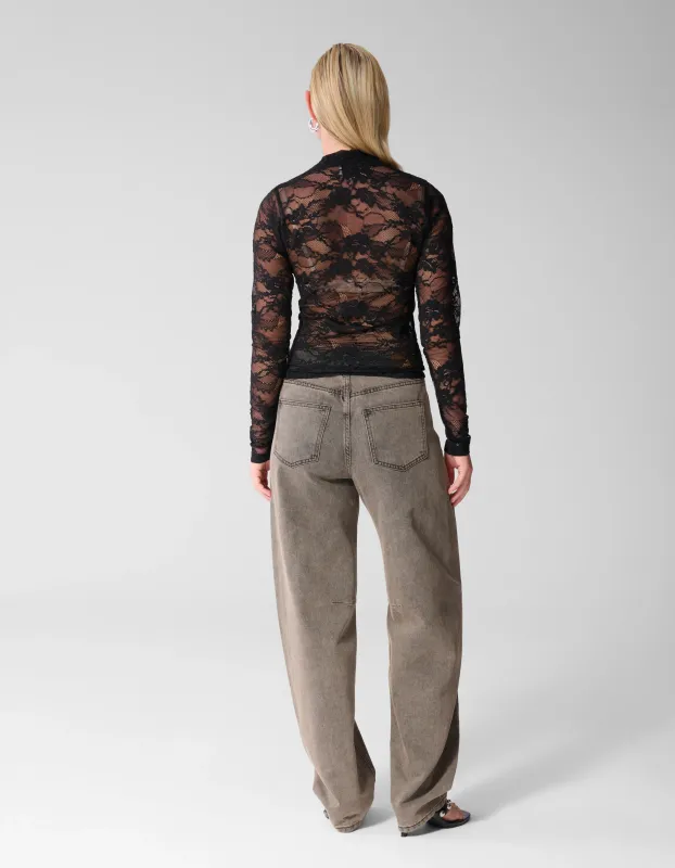 Shoeby  LACE TOP Zwart